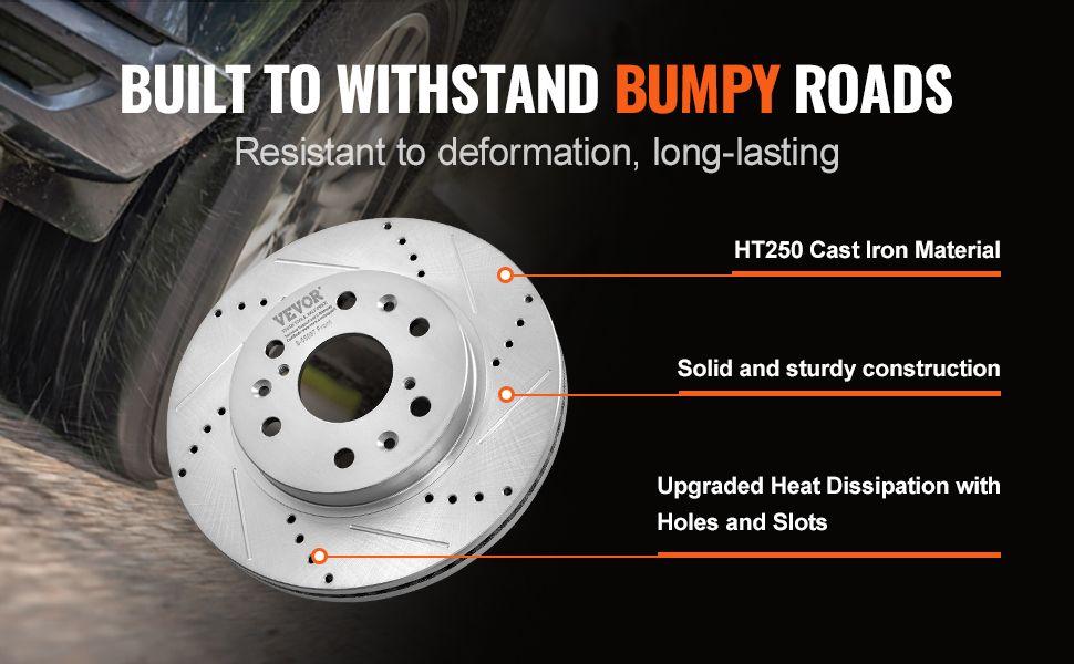VEVOR Drilled Slotted Front Rear Brake Rotors Pads Kit for Chevy Silverado GMC VEVOR Drilled Slotted Front Rear Brake Rotors Pads Kit for Chevy Silverado GMC