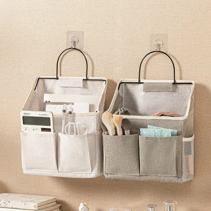Fabric Storage Hanging Bags Available in Single Or Double Packs, Wall-Mounted Storage Pockets for Dorm Rooms, Door-Hanging Organizers, Wall-Mounted Storage Bags with Pockets, And Upgraded Gray Hanging Storage Baskets for Dorms, Bathrooms