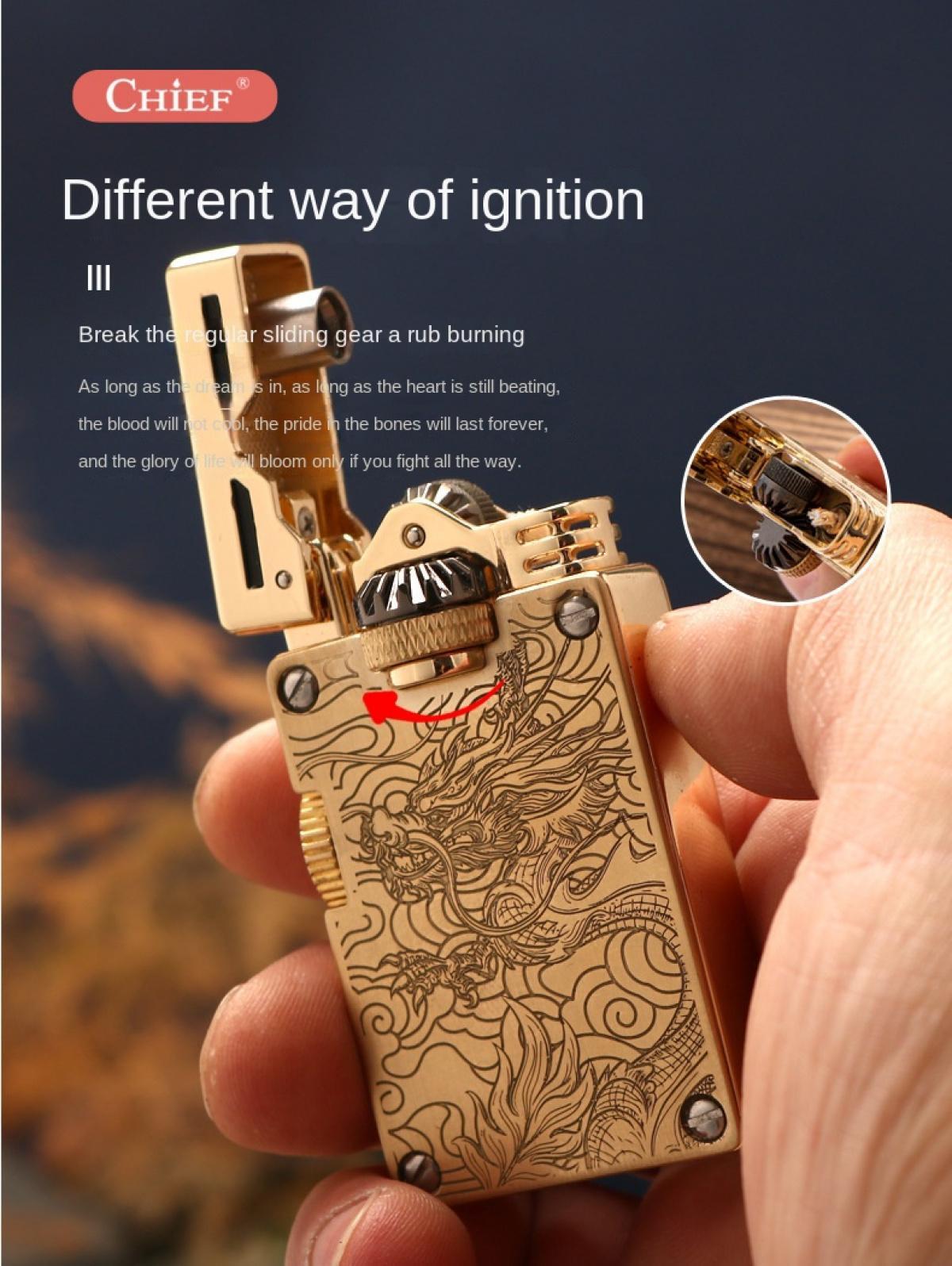Cool Vintage Kerosene Lighter, Classic Metal Cigar Lighter, Unique Aesthetic Design Portable Fire Starter, Reliable Indoor & Outdoor Igniter For Camping, Festivals, Daily Use, Stylish Novelty Gadget Perfect For Birthday, Holiday & Anniversary Gifts, Durab