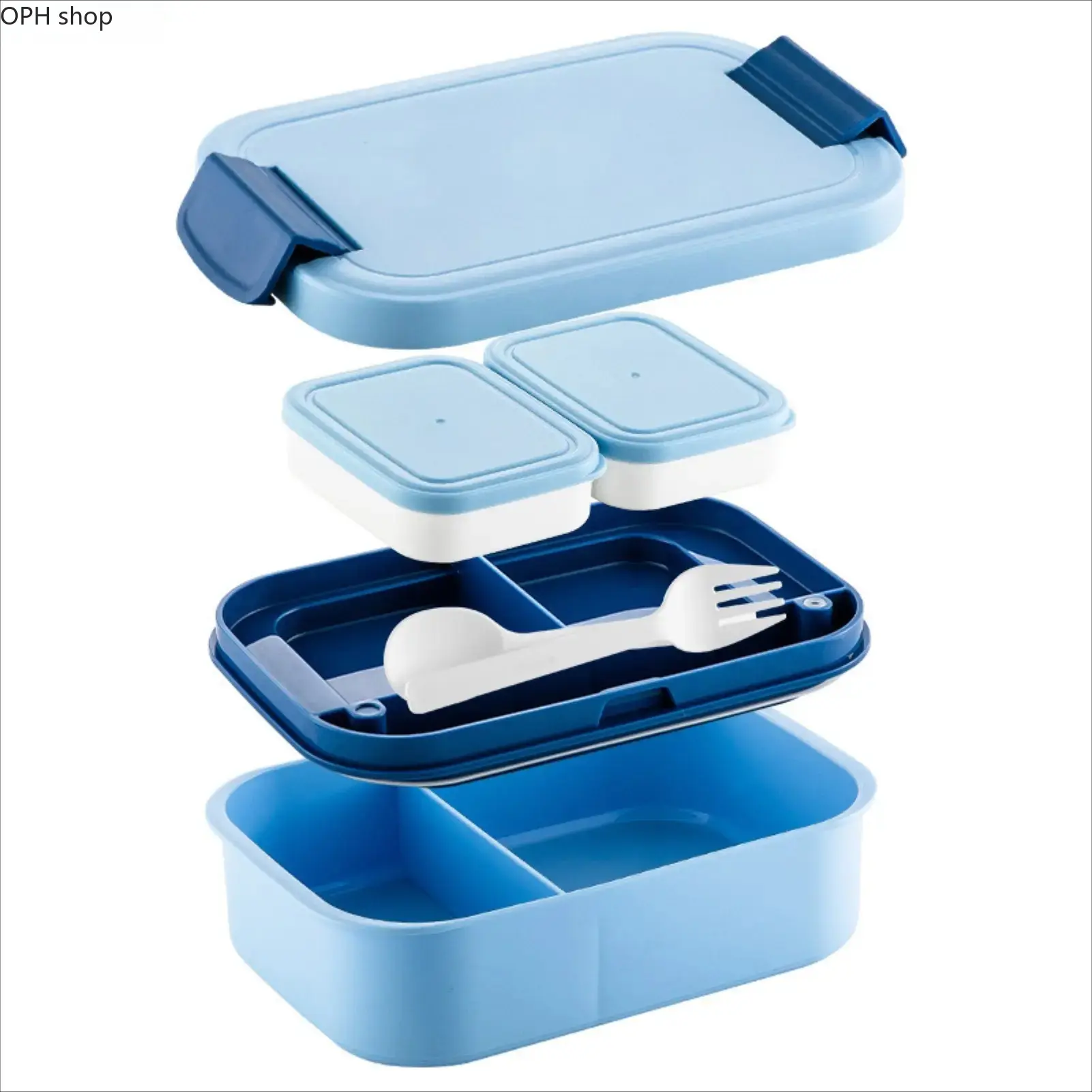 3-Tier Large Capacity Leak-Proof Bento Container, Portable Multi-Compartment Lunch Box With Fork, Spoon & Sauce Cup For Office, Daily Meal Prep
