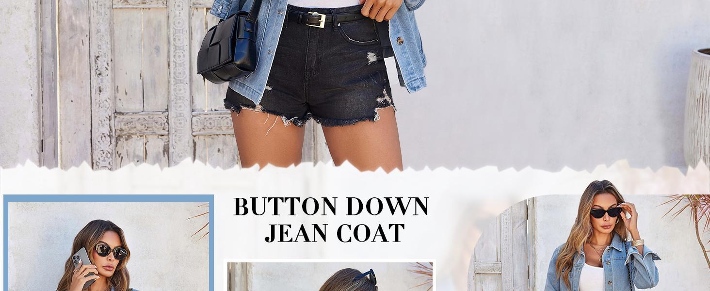 Imily Bela Womens Oversized Denim Jacket Distressed Button Down Boyfriend Jean Jackets 2025 Trendy Shacket