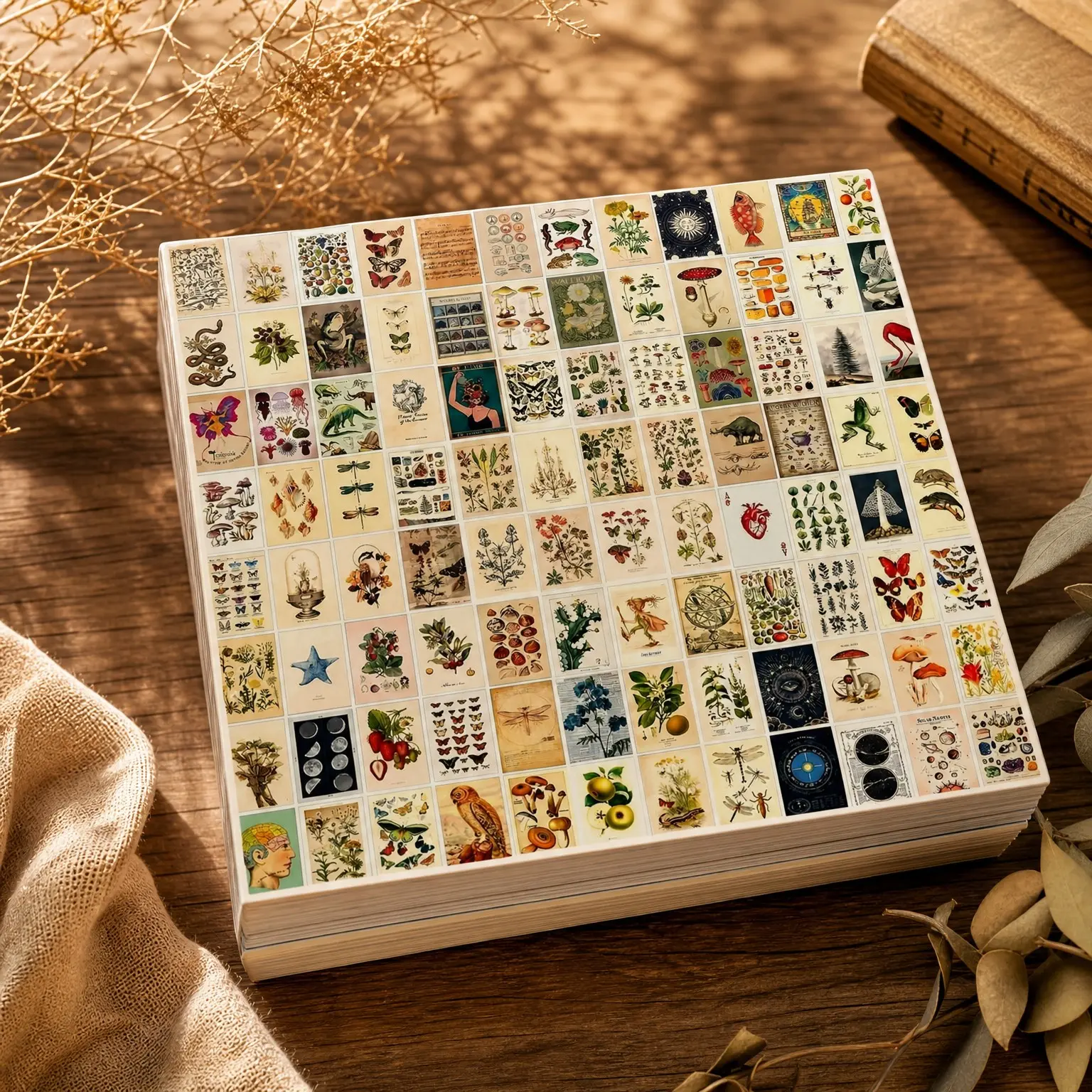 100 PCS Vintage Postcard Set, 4x6 Retro Style Cottagecore Botanical Ephemera Aesthetic Postcards Pack for Mailing, Collage Collection, DIY Cardstock Paper for AdultsGift