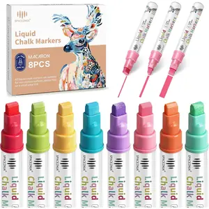 Jumbo 8 Colors Pastel Liquid Chalk Markers, 10mm 3-in-1 Wide Nib Wet & Dry Erase Pens for Chalkboard Whiteboard Glass Window Car Mirror