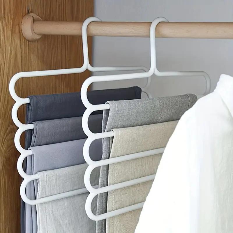 Multi-layer Pants Hanger, 5 Counts Non-slip Clothes Organizing Hanger, Multifunctional Clothes Storage Rack for Home Wardrobe, Home Organizers