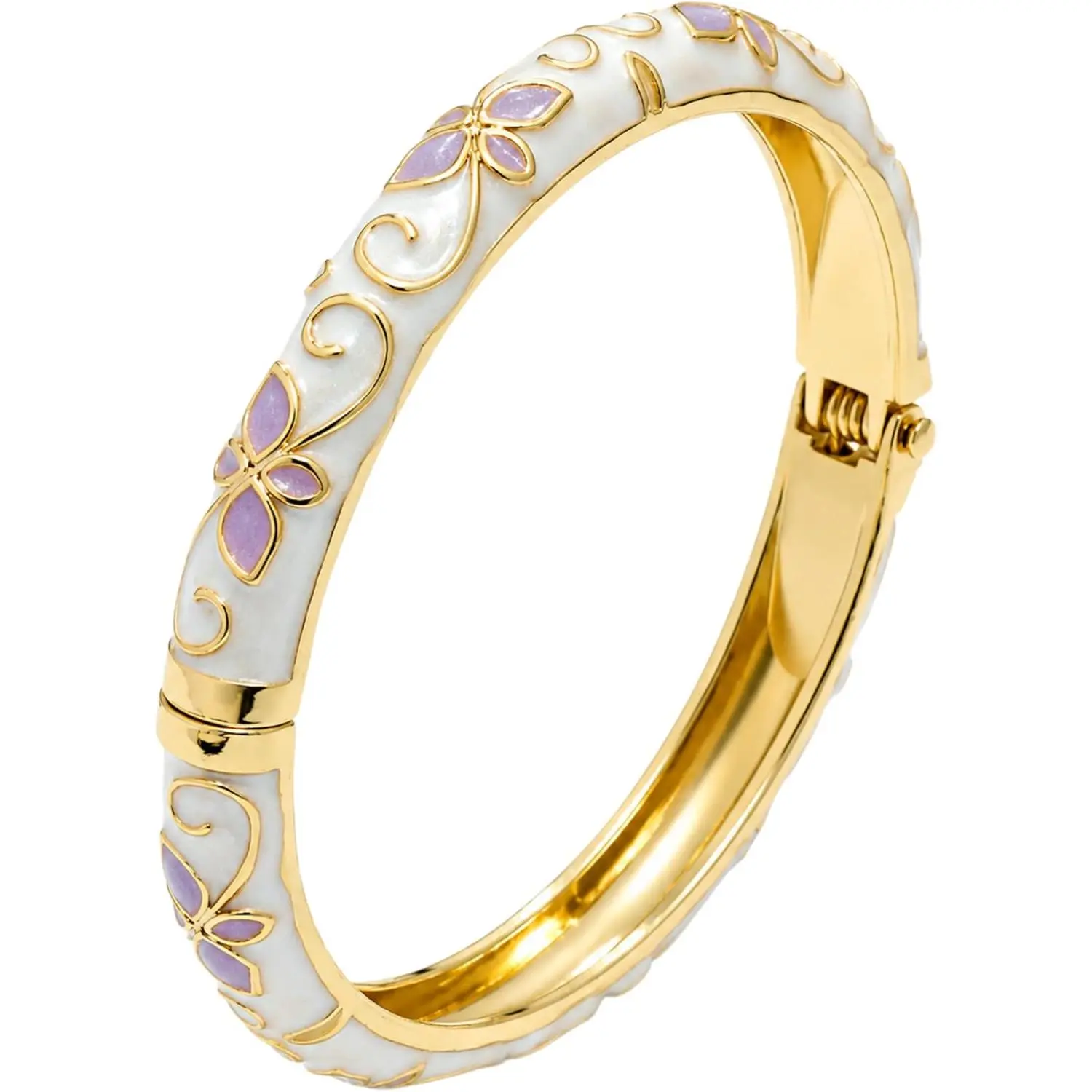 Cloisonne Bracelet For Women, 4 Petals of Flower Shaped Enamel Bling Chunky Bangle Trendy Cute Colorful  Plated  Bracelets Stackable Wife  Friendship
