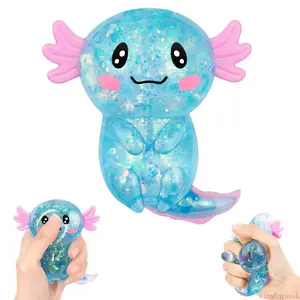 Axolotl Squishies Fidget Toy, Stretchy Malt Sugar Filled Sensory Ball for Stress Relief, Durable TPR for Kids and Adults, Party Favor Birthday Gift, Fidget Items
