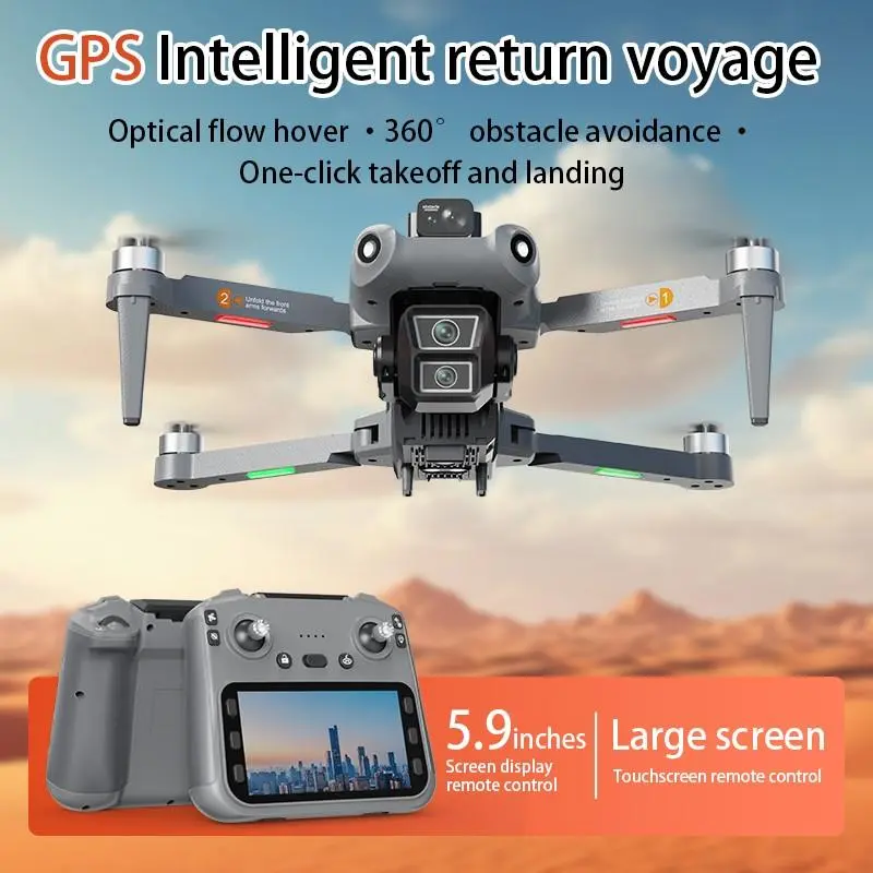 L300 Foldable GPS 8K Camera Drone Quadcopter, Obstacle Avoidance, Gesture Photo, One Key Takeoff Landing, Dual Batteries for Beginners & Holiday Gift