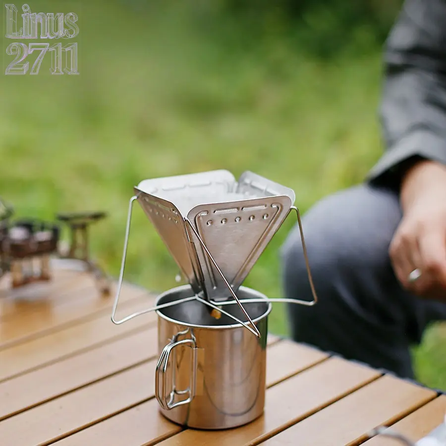 Collapsible Stainless Steel Pour Over Coffee Filter with Stand Outdoor Camping Travel Drip Coffee Maker Portable Hand Brew Coffee Dripper