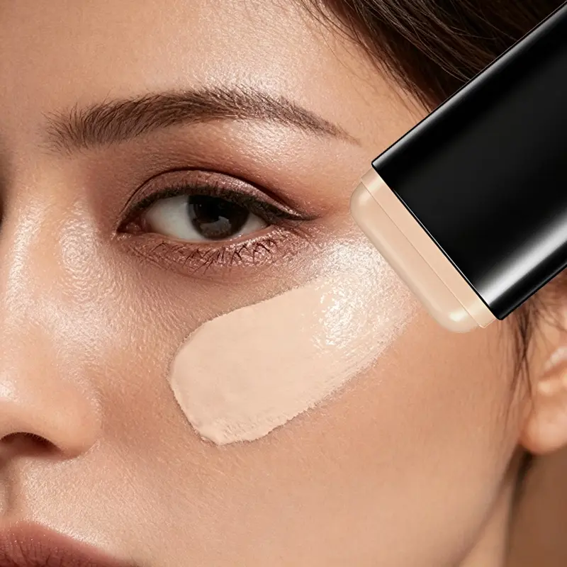 Hydrating Lightweight Foundation Cream Stick with Brush Head High Coverage Concealer Thin Texture Long Wear 5 Color Options