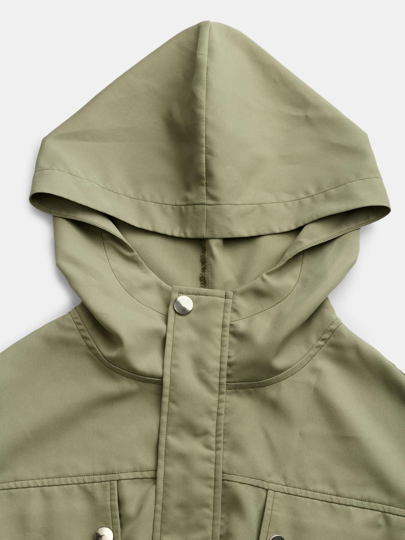 YOZY Women's Solid Button Pocket Zipper Hooded Trench Coat, Casual Drop Shoulder Long Sleeve Outerwear for Fall & Winter, Ladies Clothes for Daily Wear