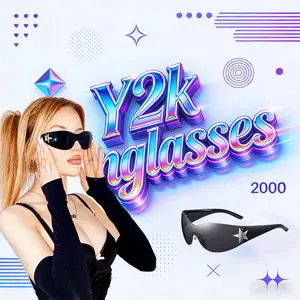Fashion Rimless Y2K Sunglasses for Women Men 2000s Wrap Around Style Sun Glasses Trendy Y2K Shades, Stylish Glasses, Men's Sunglasses