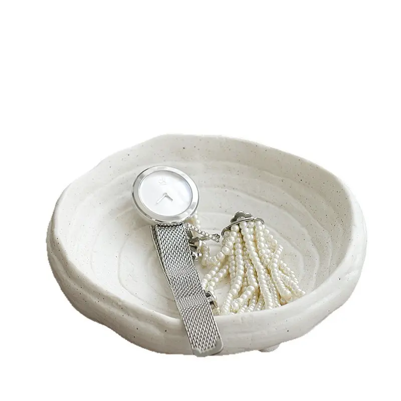 Ceramic Threaded Jewelry Tray, Jewelry Watch Organizer, Decorative Display Dish, Home Décor Accessory, Elegant Storage Solution