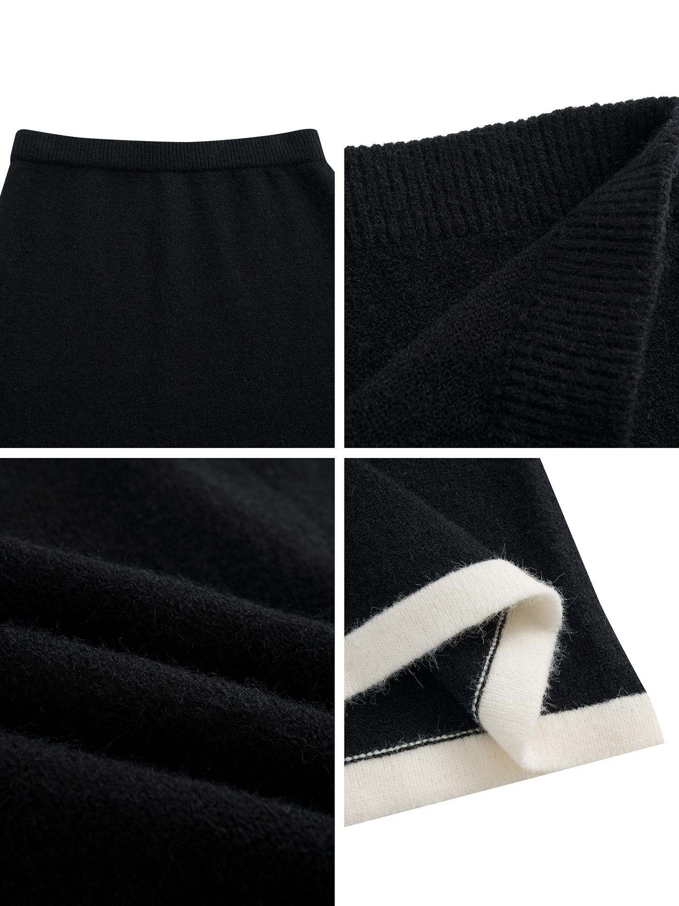 Women's French Style Elegant Commuter Set, Colorblock Knit Fitted Round Neck Cardigan and Half Skirt Two-Piece, Casual Summer