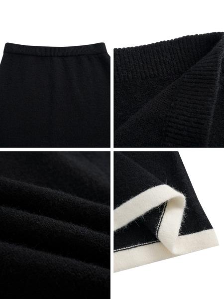 Women's French Style Elegant Commuter Set, Colorblock Knit Cardigan and Half Skirt Two-Piece, Casual Summer