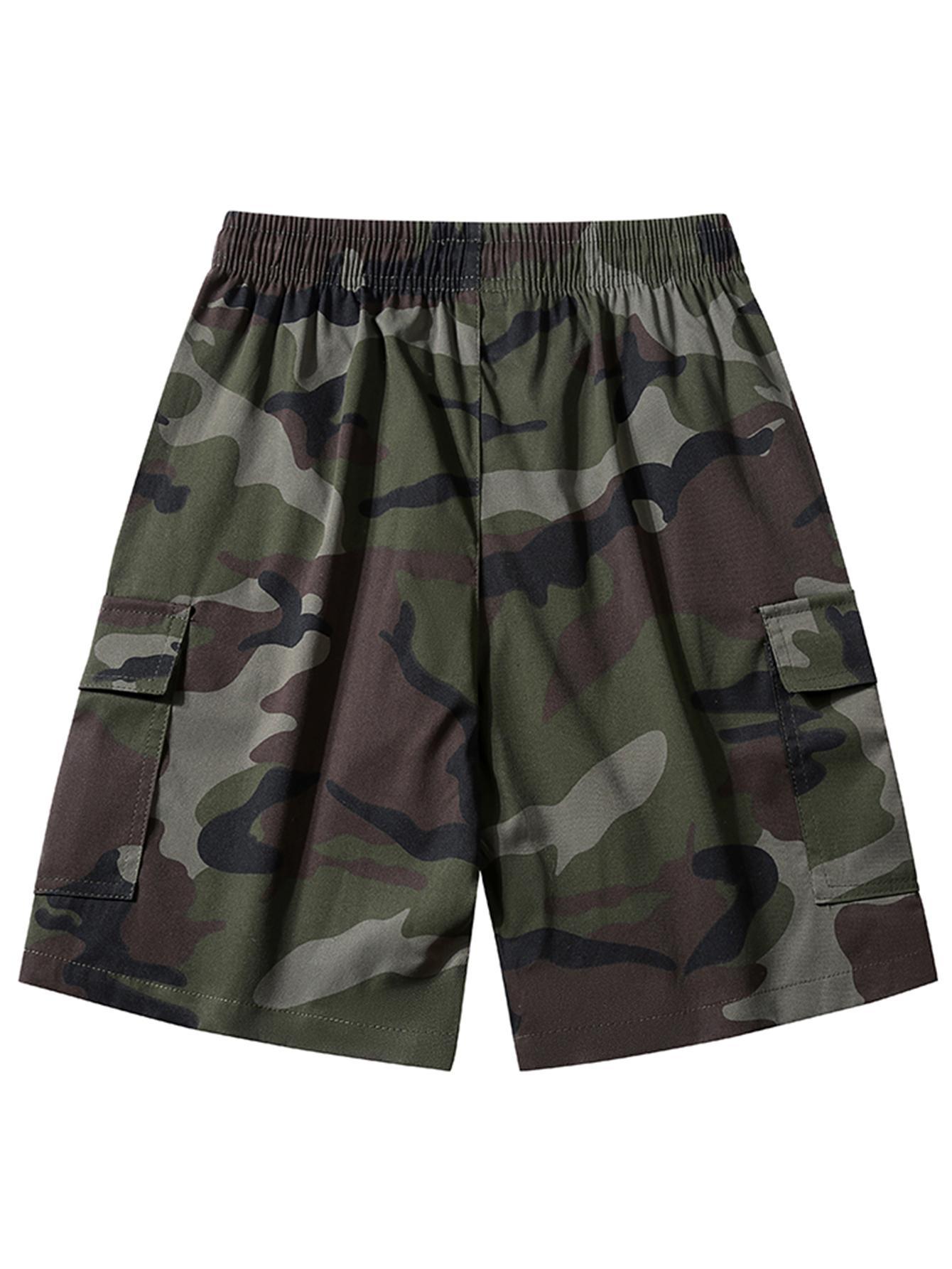 Men's new summer casual work shorts, camouflage sports capri pants, loose and casual fit, quick-drying ice silk beach shorts.