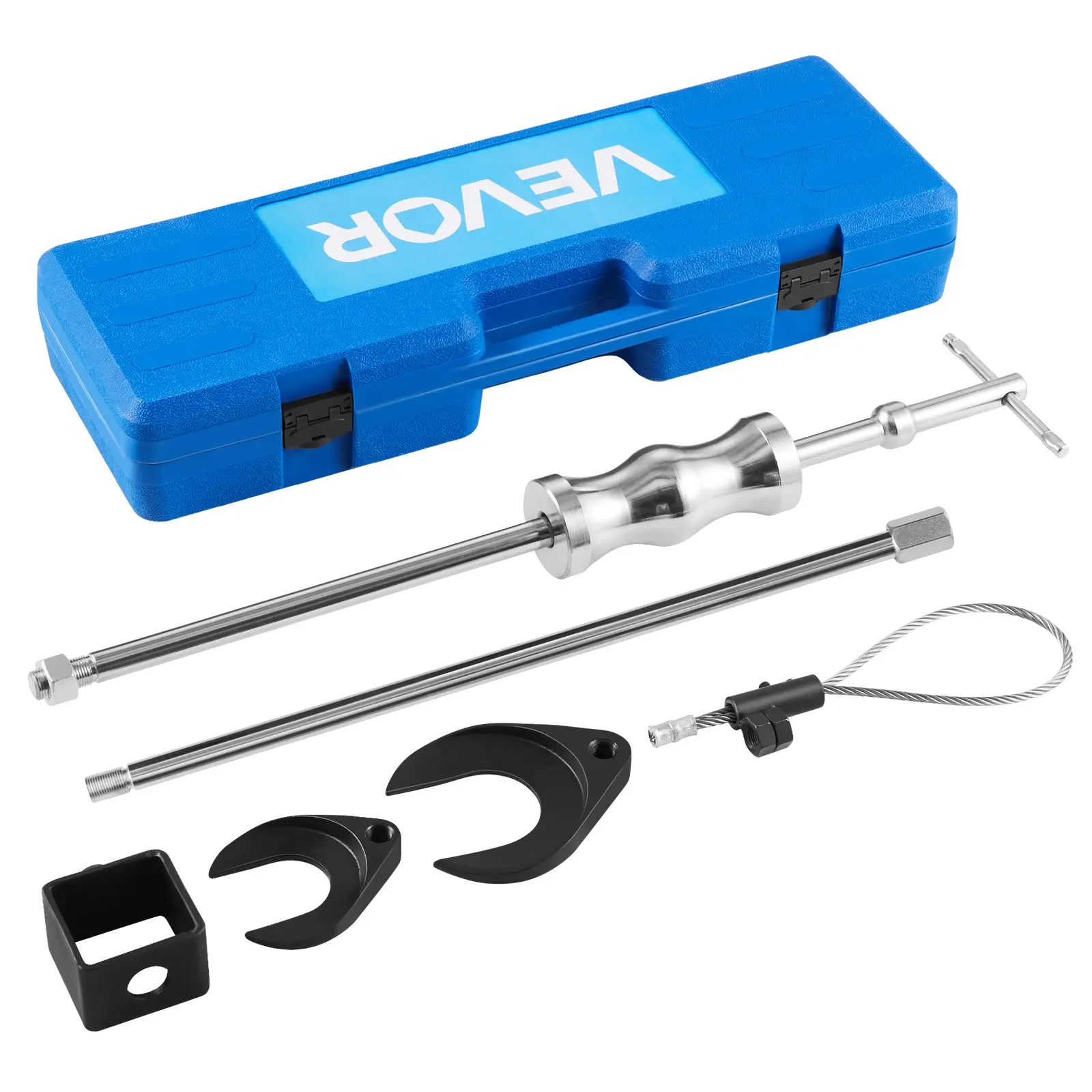 VEVOR Heavy Duty Steel Inner CV Axle Puller Tool Set, 5/8 in-18 Slide Hammer, 2-Inch & 2.5-Inch CV Joint Fork Adapter, Front Wheel Drive Axle Removal Kit