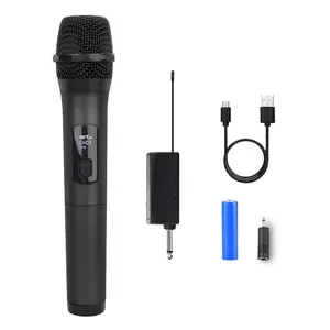 LMBGM W2 Wireless Karaoke Microphone, Rechargeable Wireless Mic, Single or Dual Handheld Mic with 6.35mm Receiver, Plug and Play, 30M Stable Signal, Anti-Howling LED Display for PA System, Mixer, Party, Events