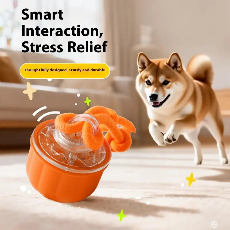 Smart Automatic Rolling Dog Toy with Rope Tug, Interactive Puppy Toy for Stress Relief, Fun and Engaging Pet Plaything