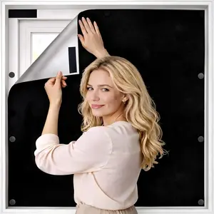 100% Blackout No Drill Curtains 57"x79" Window Shades for Bedroom Dorm Room Home Office Camping RV