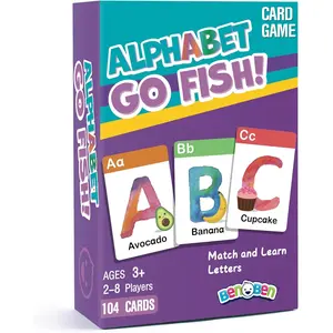 Memory Matching Games, Alphabet Go Fish Card Game for Kids, 104 Cards, Oversized ABC Learning Playing Cards, 2-8 Players, Ages 3 and up, Easter Basket Stuffers, Stocking Stuffers