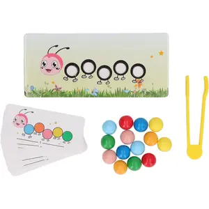Montessori Wooden Caterpillar Bead Grasping Game, Color Matching Educational Toy for Preschoolers & Students, Magnet Puzzle Learning Tool
