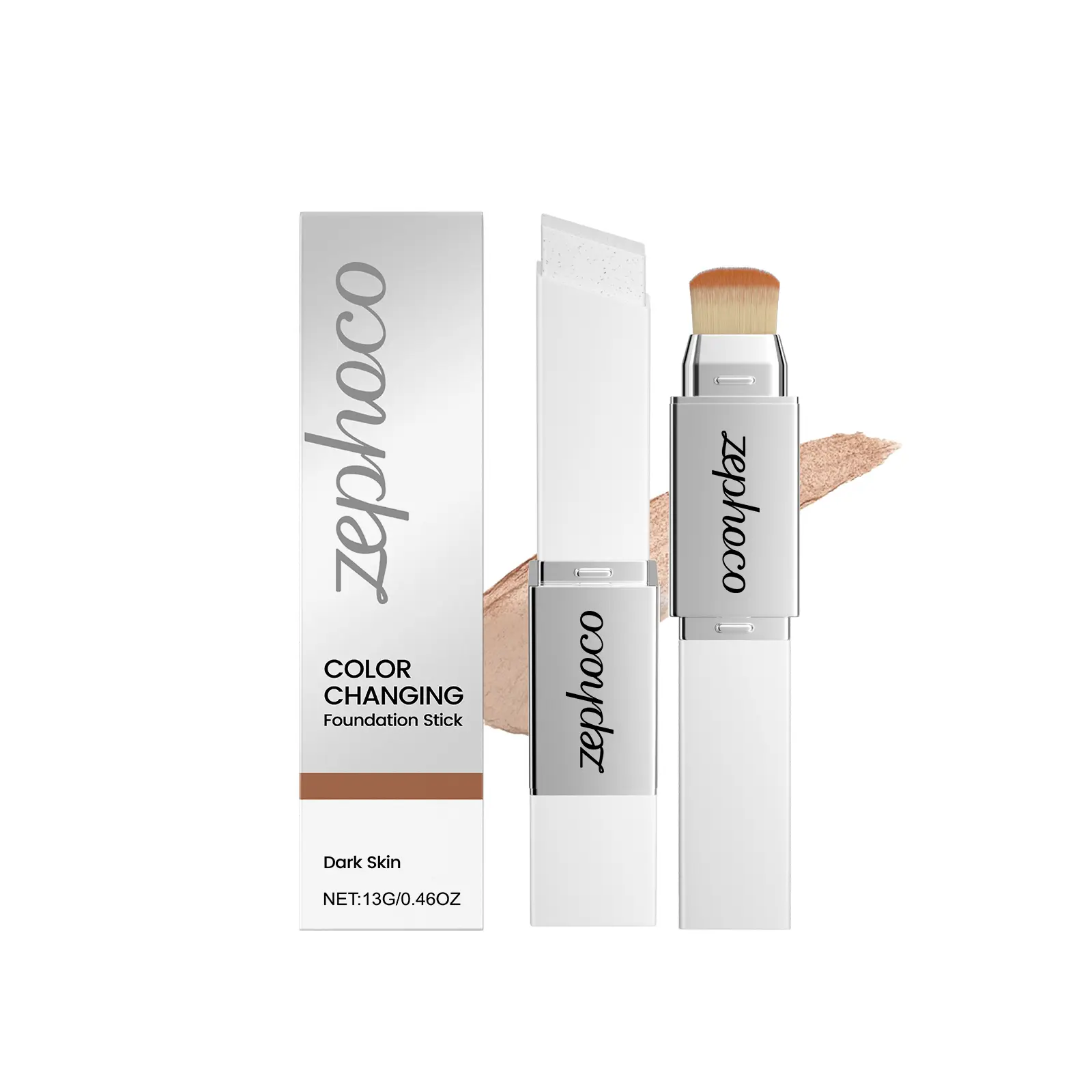 Zephoco Deep Shade/Ivory 2-in-1 Color-Adapting Foundation Stick – Lightweight, Hydrating, Natural-Finish, Non-Caking, Sheer & Breathable Foundation