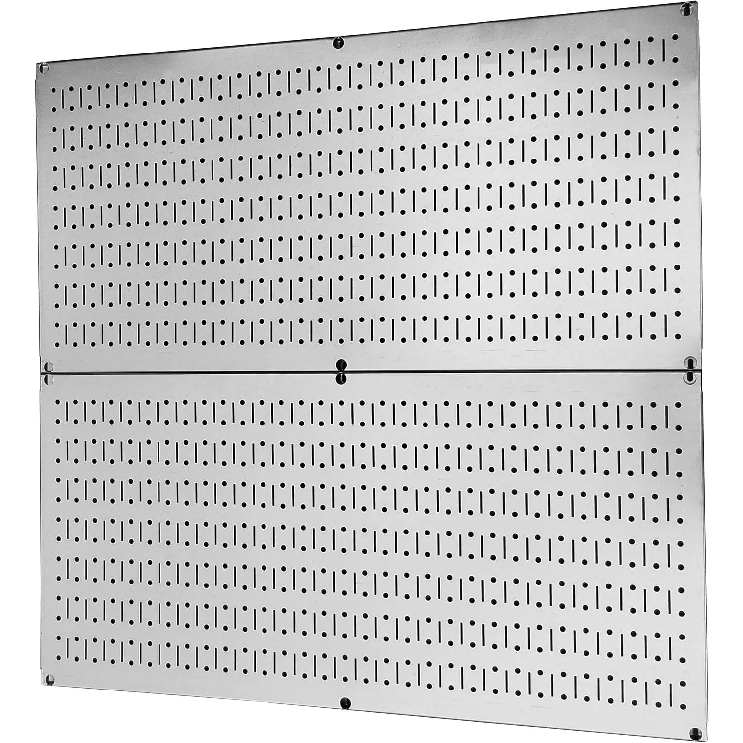 Pegboard Rack Garage Storage Galvanized Steel Horizontal Peg Board Pack - Two 32-Inch x 16-Inch Shiny Metallic Metal Board Tool Organization Panels