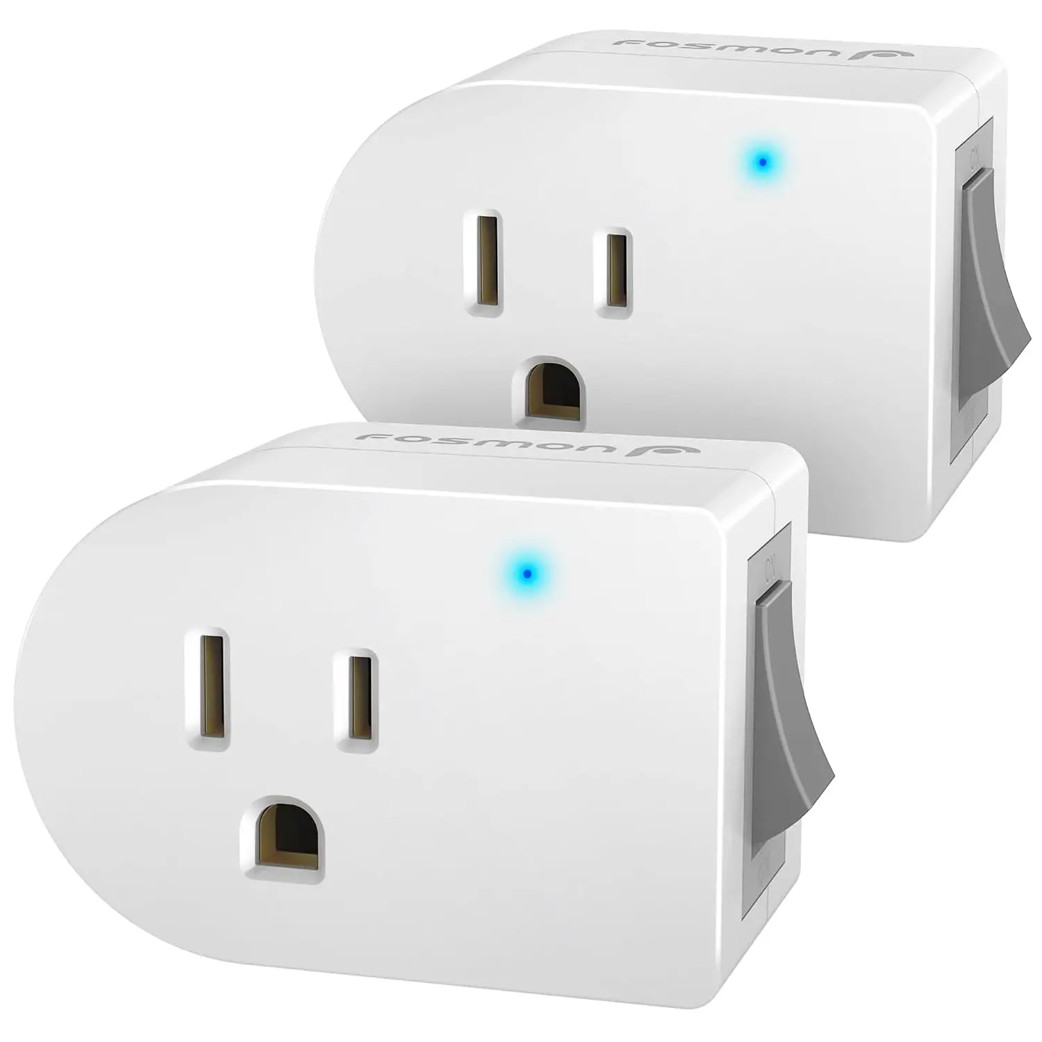 Compact Grounded Surge Protectors (2 Pack), 3-Prong Electrical Outlet Extenders with On/Off Switch, 245J Single Port Power Adapter, 15A Rating Circuit Breaker, Indoor Use, White, ETL Listed, Surge Protector