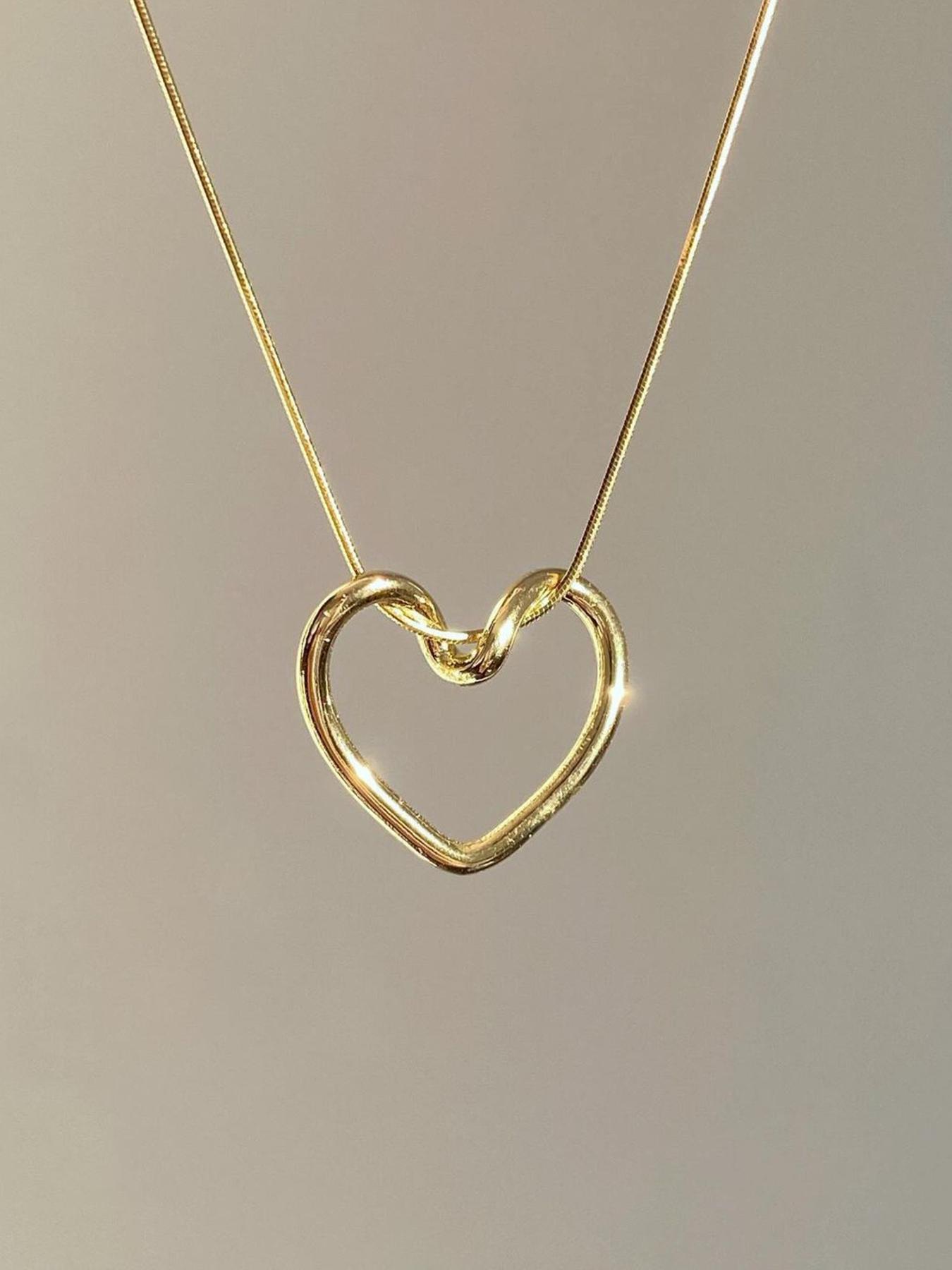 S925 Sterling Silver Twisted Love Heart Shaped Necklace for Women & Girls, Fashion Jewelry for Party, Daily Decor, Trendy All-match & Exquisite Jewelry for Birthday Gift