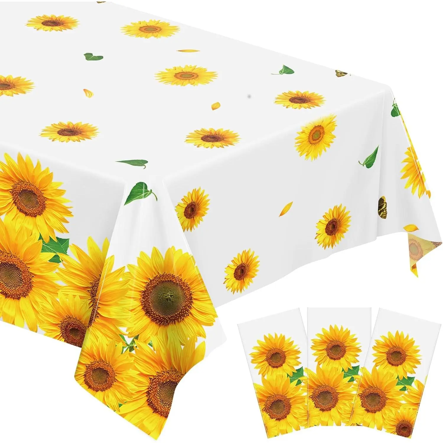 outdoor sports Kochorie Sunflower Tablecloth Disposable 3 Pack, 54 x 108 Inch Plastic Sunflower Table Covers for Party, Picnic, Wedding, Baby Shower, Summer Table Decor
