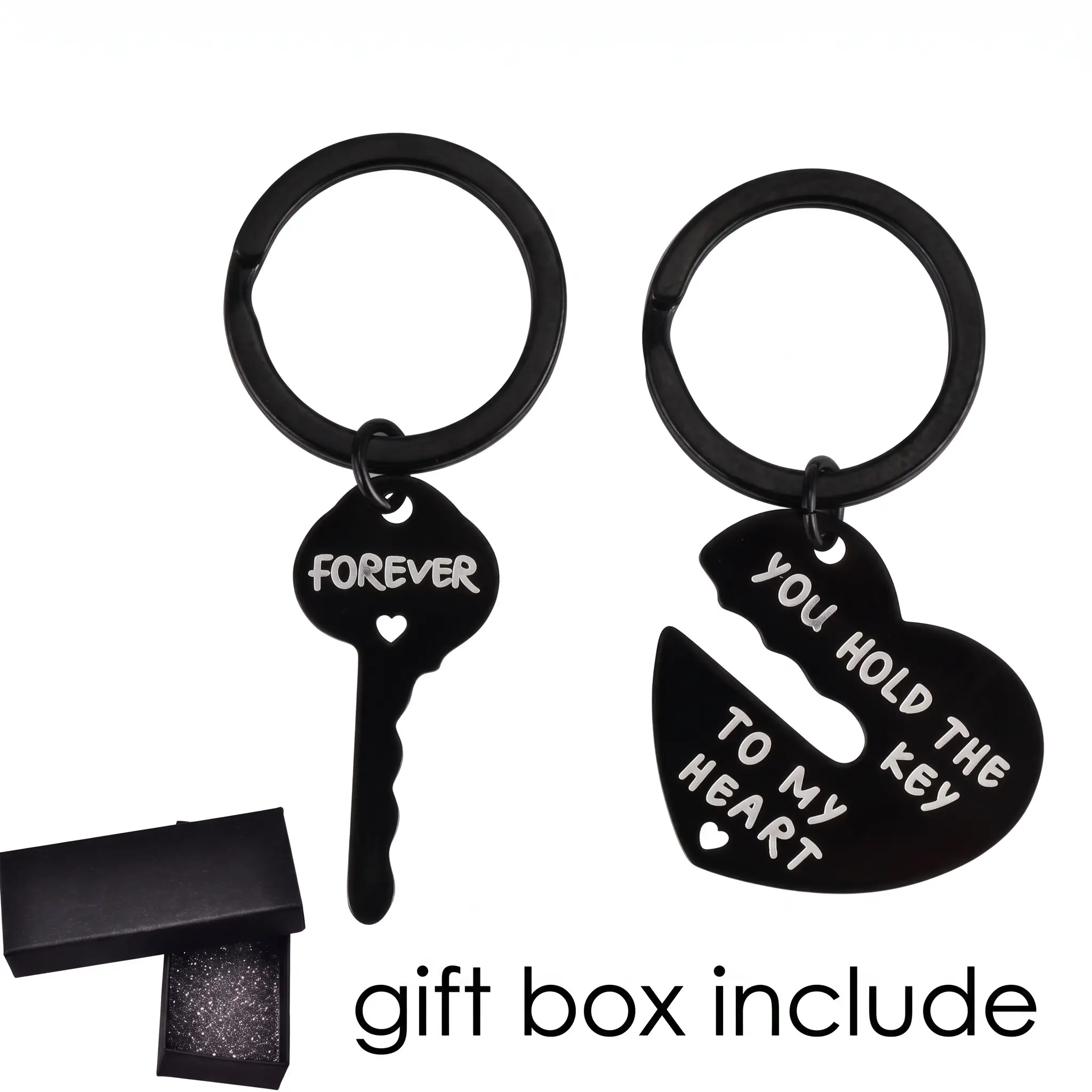 Couple Heart Keychain Set with Gift Box, 2 Matching Heart Lock-Key Design Key Rings, Romantic Forever Love Accessories, Romantic Gifts for Girlfriend, Ideal for Valentine’s Day or Anniversary