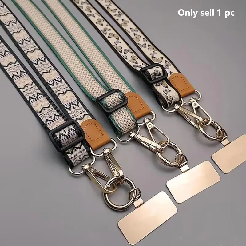 Adjustable Butterfly Fabric Phone Lanyard, Fashion Women's Mobile Accessories, Stylish and Versatile Design for Daily Use