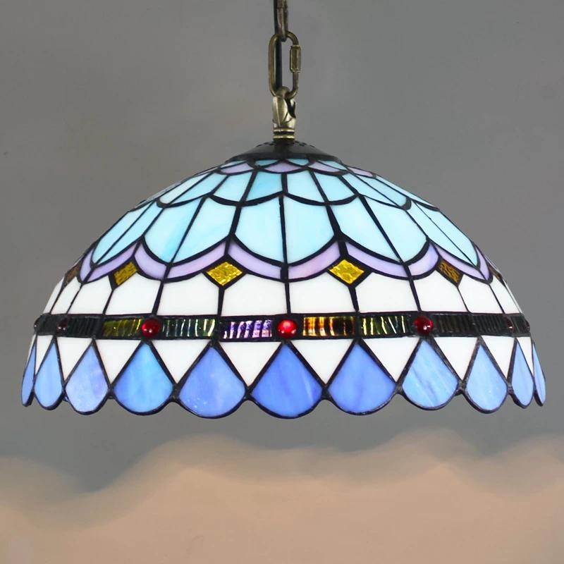 European-style vintage Tiffany colored glass bar restaurant chandelier creative country-style glass lantern