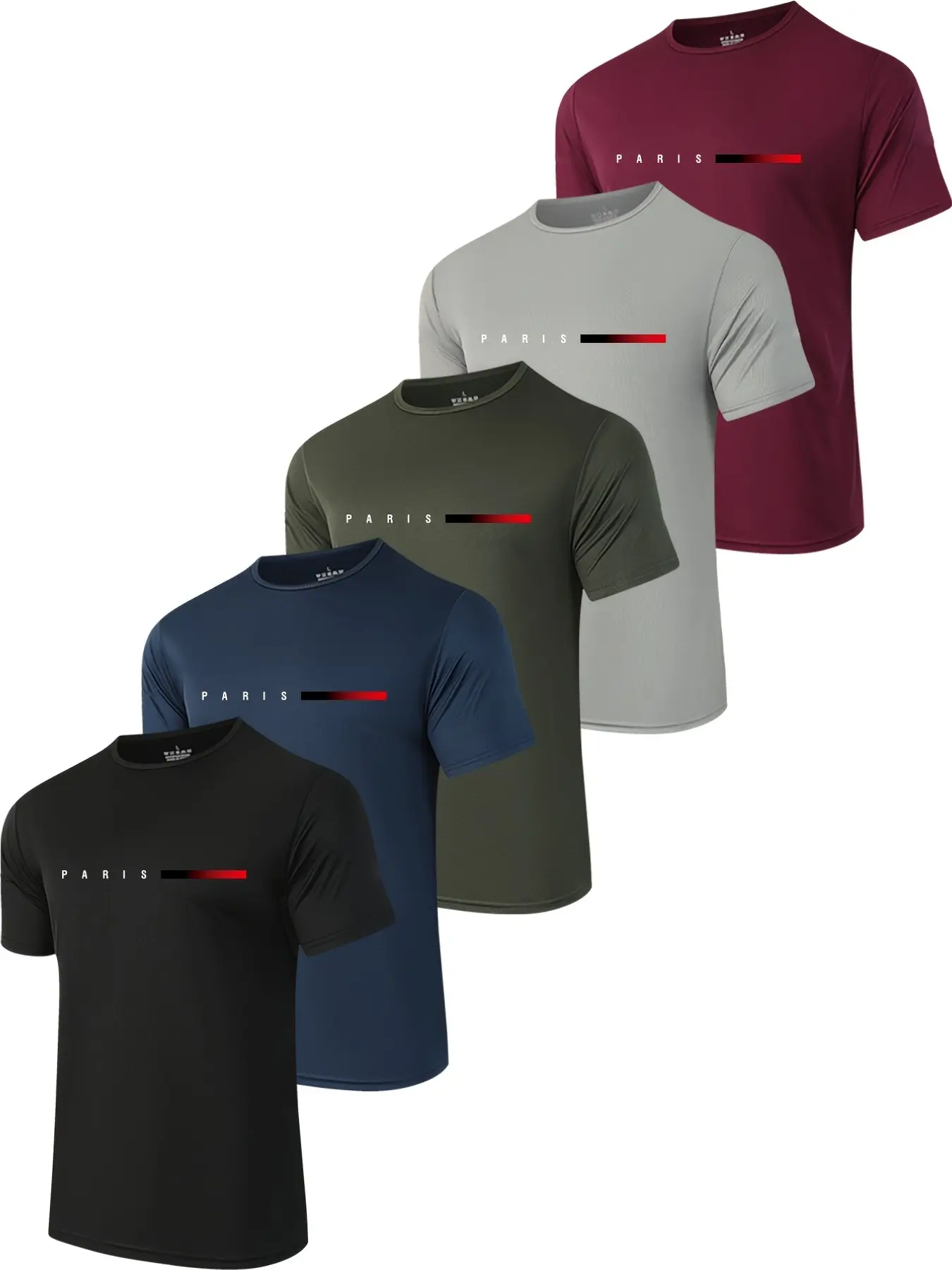 5-Pack Men's Fashion Round Neck Summer Sports T-Shirts, Athletic Running Shirts, Athletic Tee Shirts, Quick-Dry Breathable Moisture-Wicking, Ideal for Gym, Running, Outdoor Activities, Breathable Workout Tops, Quick Drying Sportswear