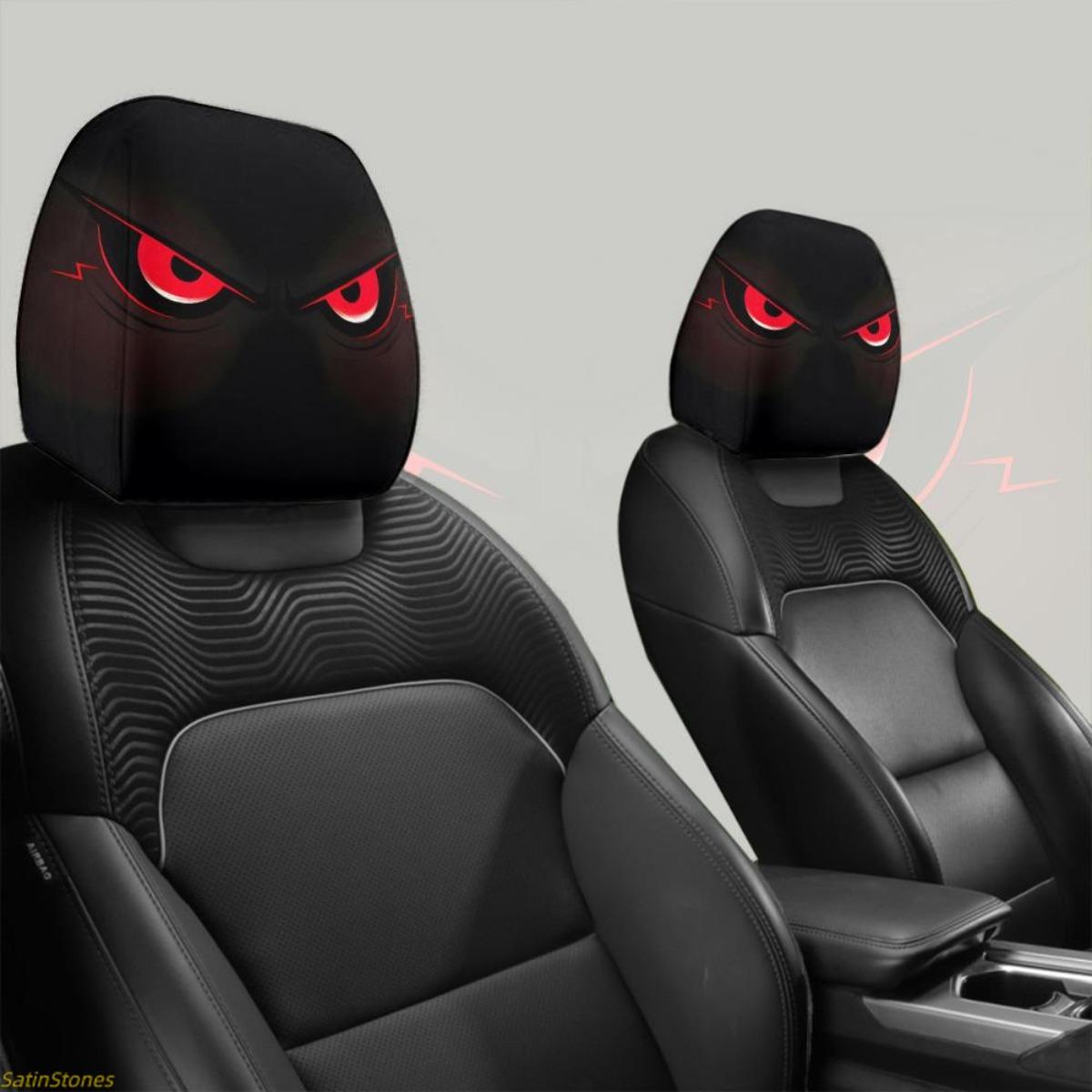 2 Pack Deep Angry Eyes Car Headrest Covers, Car Seat Protectors, Car Seat Decor, Universal Seat Protectors, Dust Resistant, No Filling, Long Driving Neck Relief, Father's Day Gift