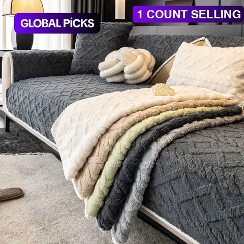 【Black Friday】1pc Solid Color Soft Velvet Sofa Pad, Modern Minimalist Design, Living Room and Bedroom Decor, Pet-Friendly Sofa Cover Cushion, Washable Reusable Couch Protector #GLOBAL PICKS