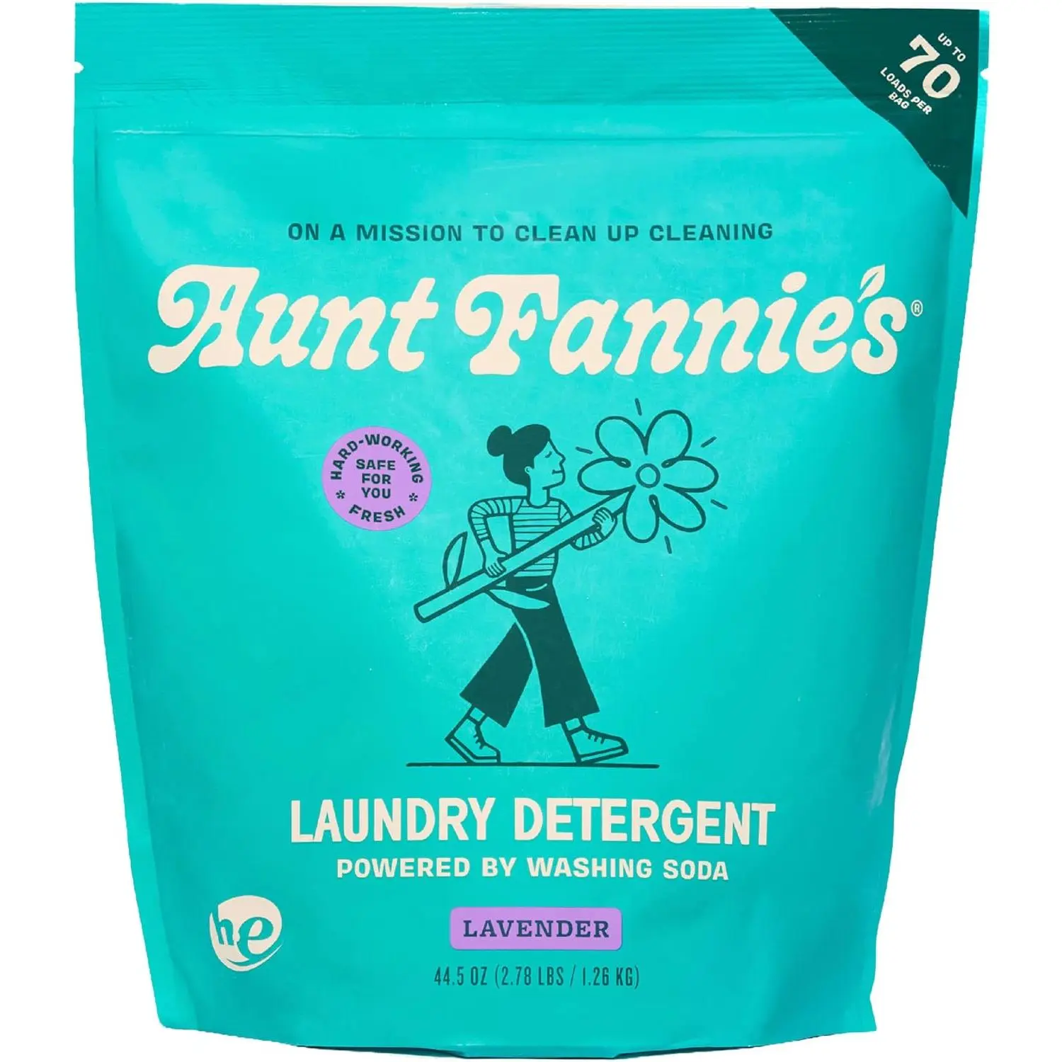 Laundry Detergent, Deep Cleaning,  Based,  Ingredients, 70 Loads Per Bag, Lavender, 44 Oz