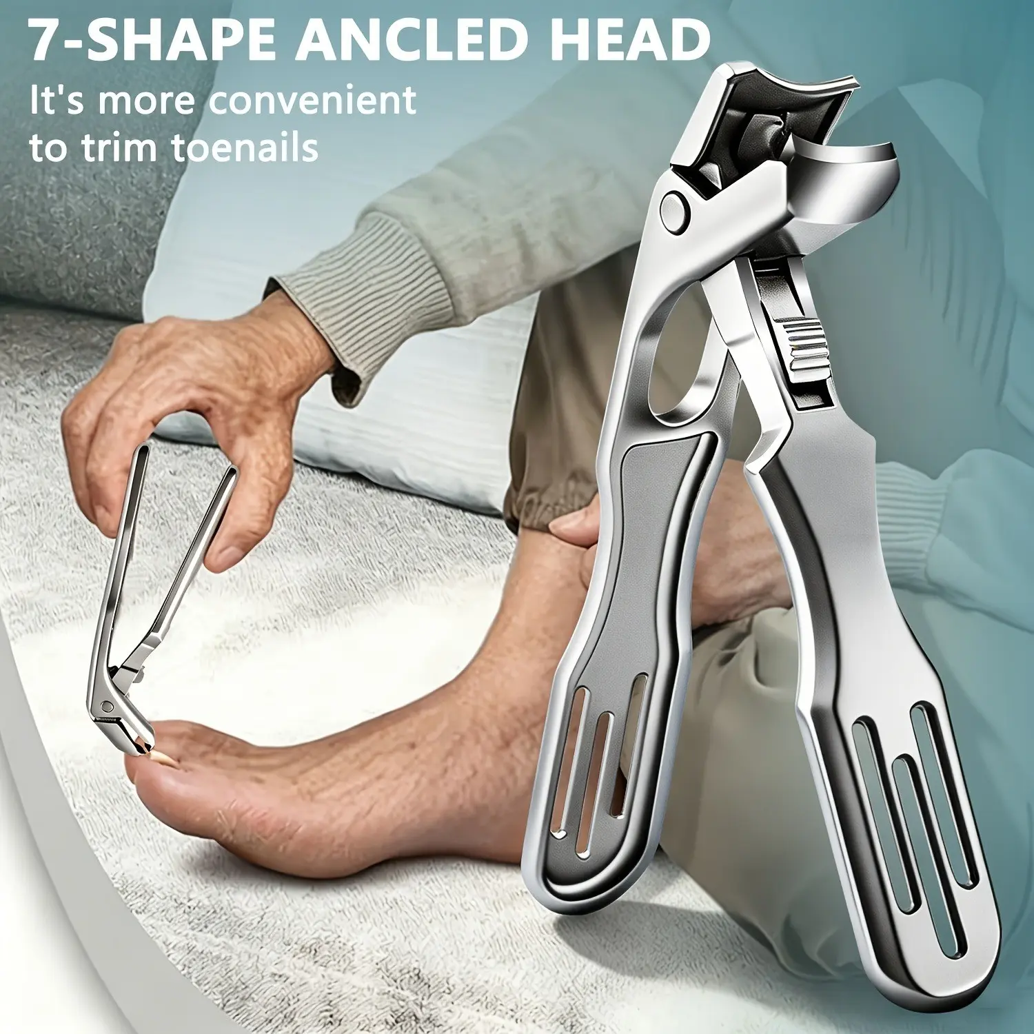 Large Bent Toe Nail Clipper, Sharp Stainless Steel Trimmer, Toenail Trimmer, Ergonomic Design, Suitable for Elderly and Pregnant Women, Unisex, Nail Care