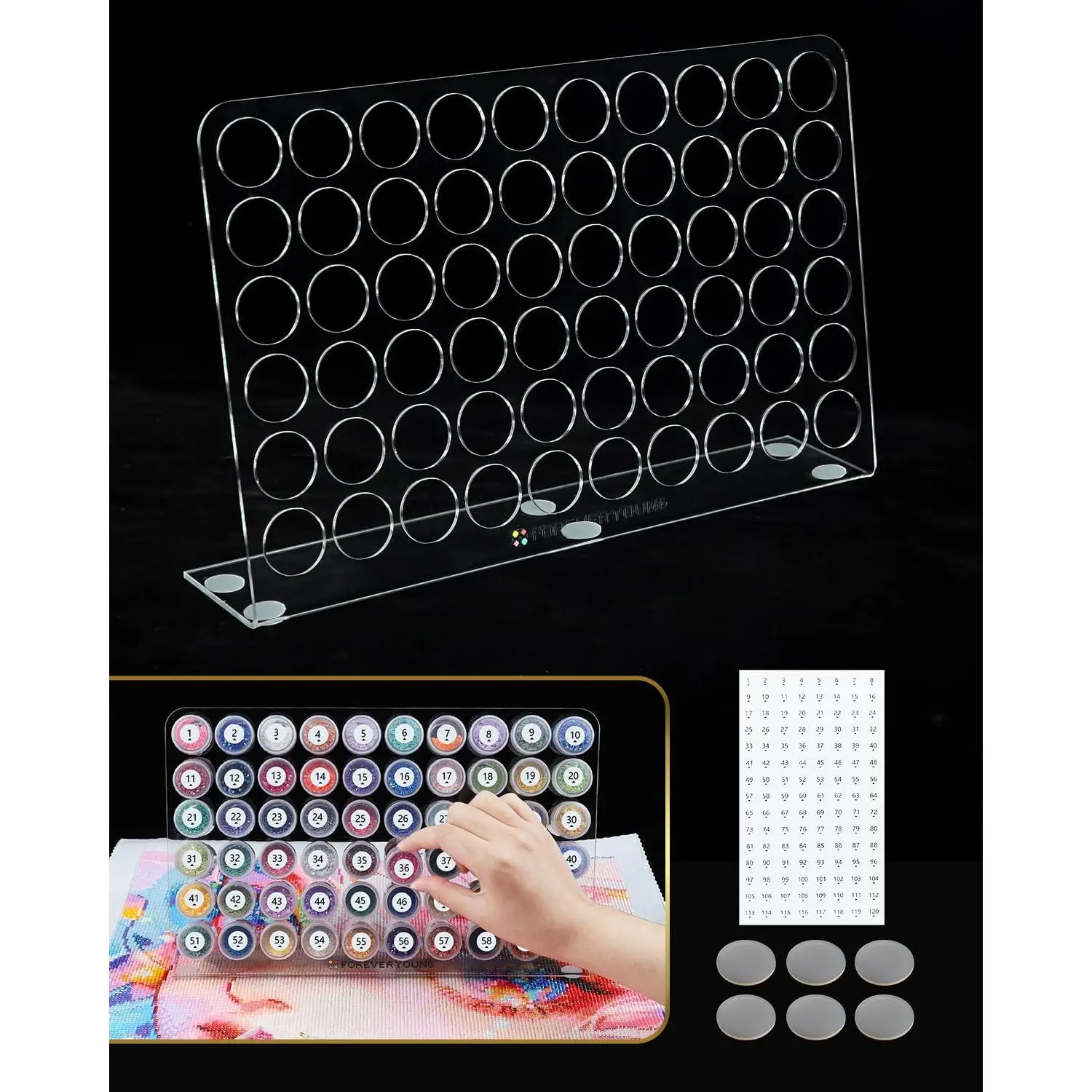 Painting Bottle Storage Rack with 60 Slots,  Art Storage Containers for Beads, Compatible with   Painting Accessories and Tools, Tidy Workspace (No Jars)