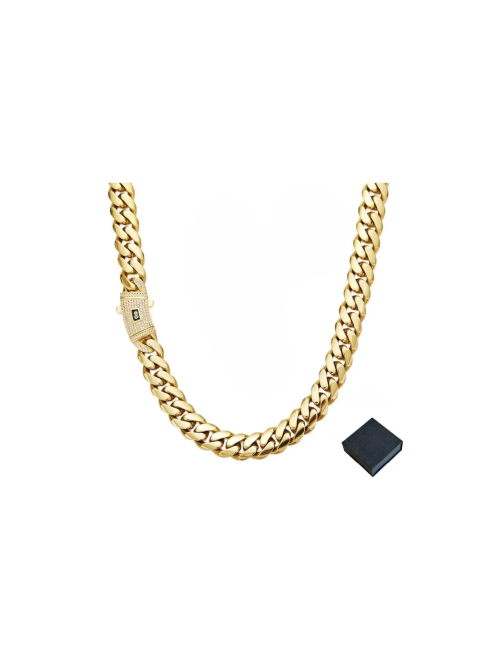 Tech Anti-Rust Jewelry Cuban Necklace, Waterproof Low Allergy Classic Shine, Suitable for All, Casual Style, All Seasons
