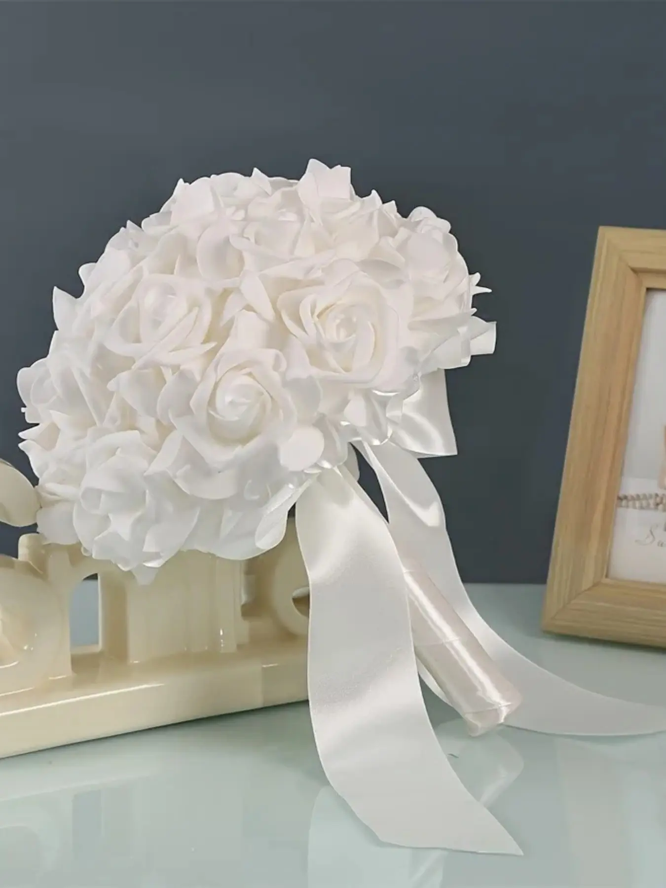 Pure Rose Wedding Photography Props, Simulated Flower Faux Roses for Bride Bridesmaid, Boho Floral Style, All Seasons Decorative Accessory, Artificial Flower, Fake Flowers