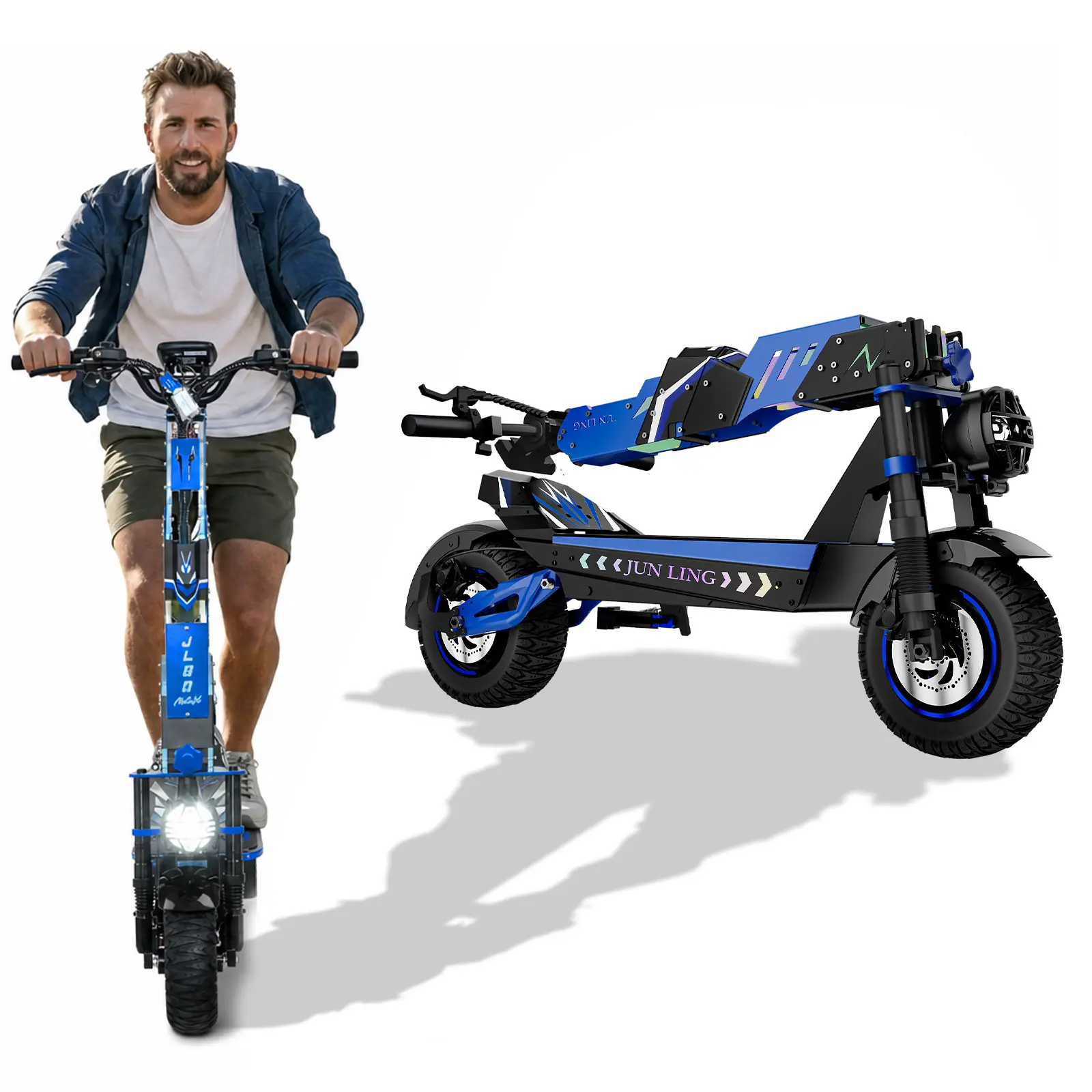 JL80Max Adult Electric Scooter, 6000W Peak Dual Motor, 40 MPH Top Speed, 52 Mi Range, 60V 30Ah Battery, 12" Off-Road e-Scooter, Hydraulic Brakes, Suspension System, Detachable Motor Design