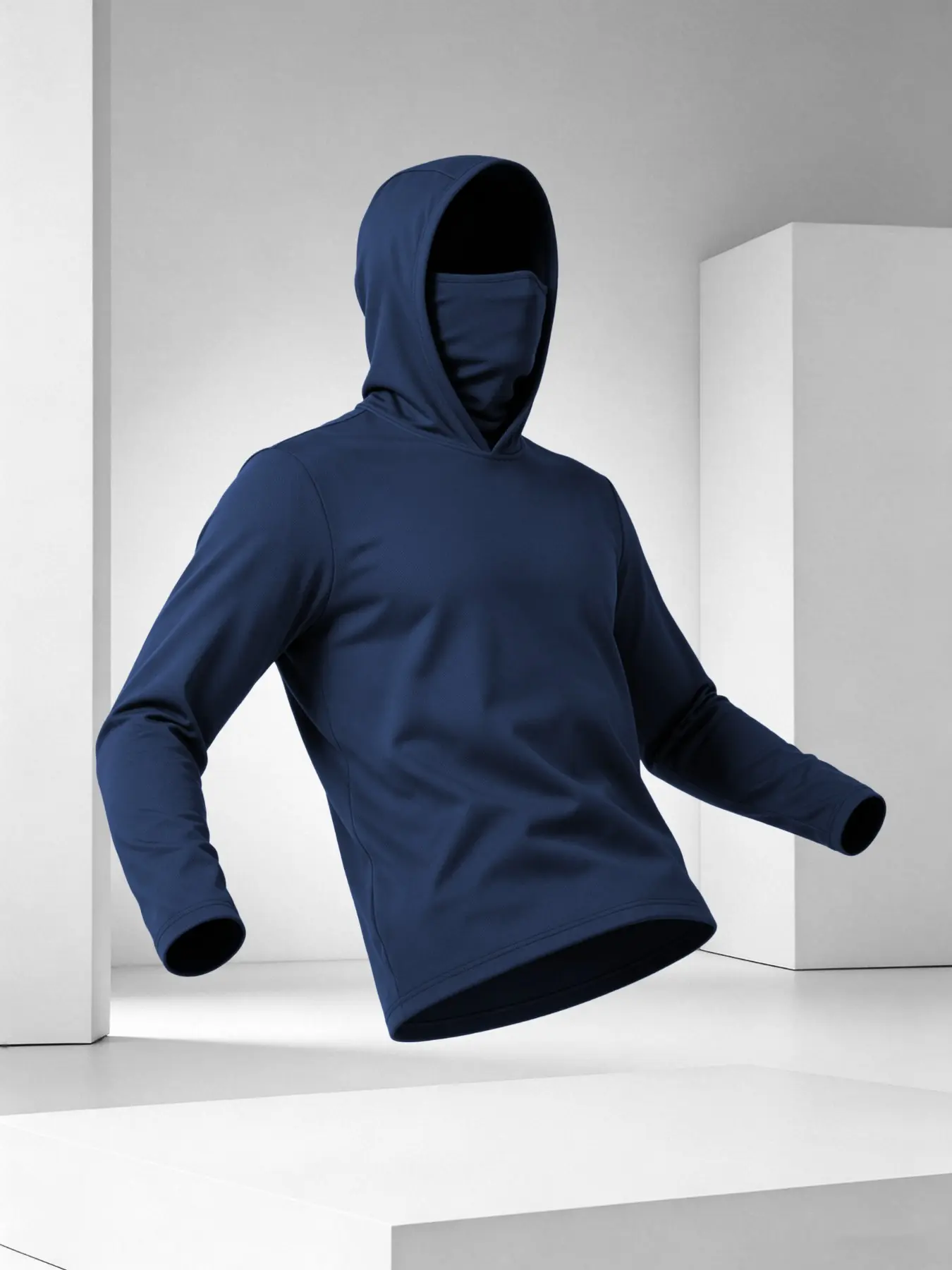 Men's Hooded Mask Long Sleeve T-Shirt, Outdoor Breathable Sport Top, Casual Sports Tops, Running Cycling Multifunctional Pullover, All Seasons Casual Wear
