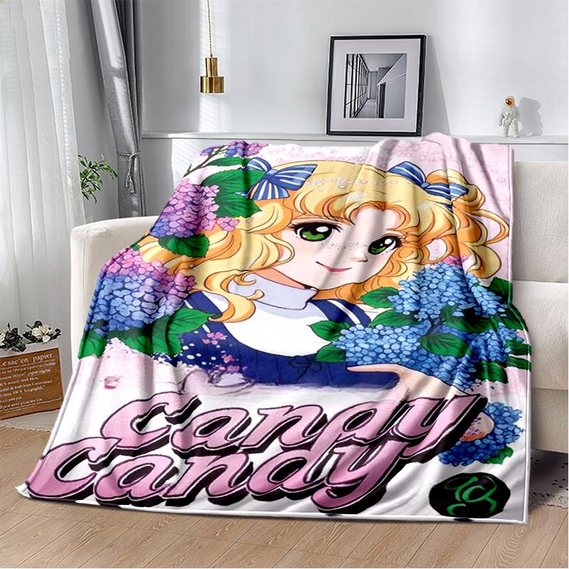 2025 New Style Candy Candy Girl Cartoon Anime Soft Plush Blanket,Flannel Throw Blanket Polyester Blanket for Living Room Bedroom Sofa Kid Gift