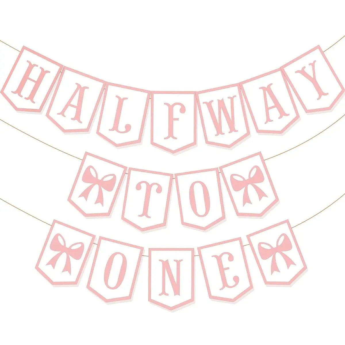 Bow Half Birthday Banner Set, Sweet Princess Decoration for Girls, Warm Party Decor for 6-Month Birthdays, Perfect for Baby Girl Celebrations