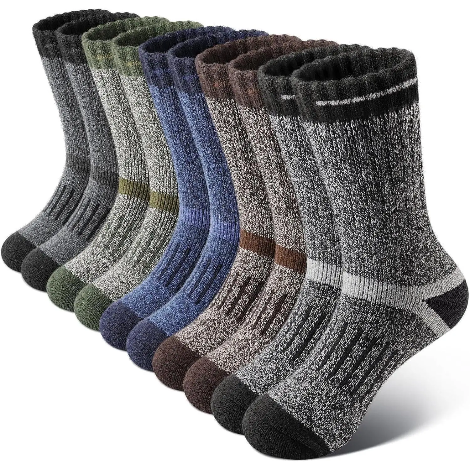 Merino Wool Socks for Men Thick Warm Hiking Thermal Socks 5 Pairs sohochic