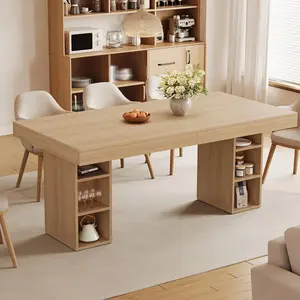 63 Inch Rectangular Wood Dining Table for 6 People, Double-Sided Large Storage Design, Sturdy & Easy Assembly Multi-Use Table for Dining Room and Office