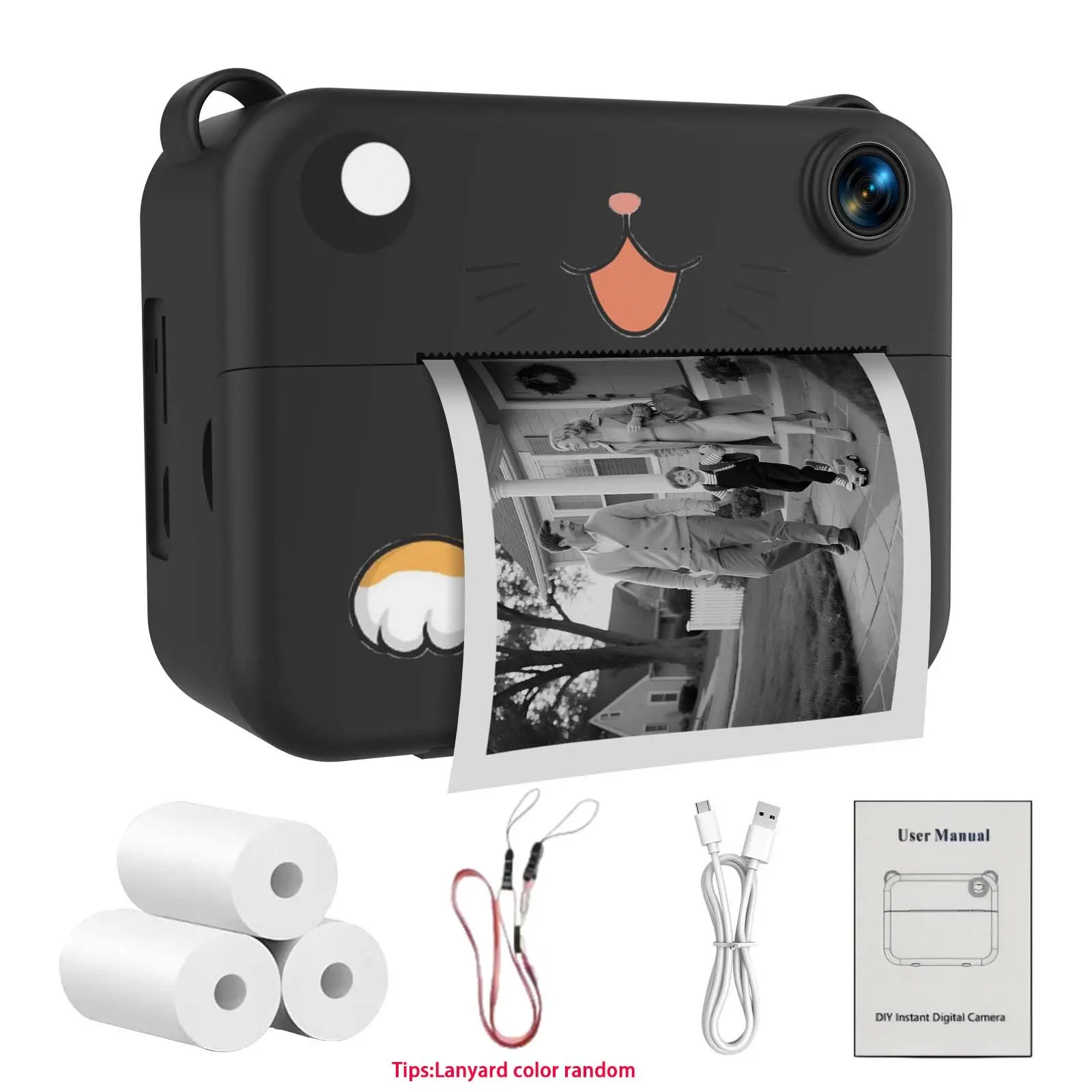 Instant Print Camera for Kids, Mini Portable Beginner Photography, 1080P HD Video Recording, Three Rolls Printing Paper, Perfect Gift, Instant Cameras