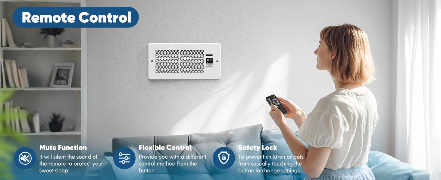 2 Pack/ 1 Pack Register Booster Fan for 4" x 10" Register Holes with Remote Control and Thermostat, 10-Speeds Floor Vent Fans Booster - Enhances AC Heating&Cooling Airflow, Quiet Air Duct Fan for Wall Ventilation Ventilator