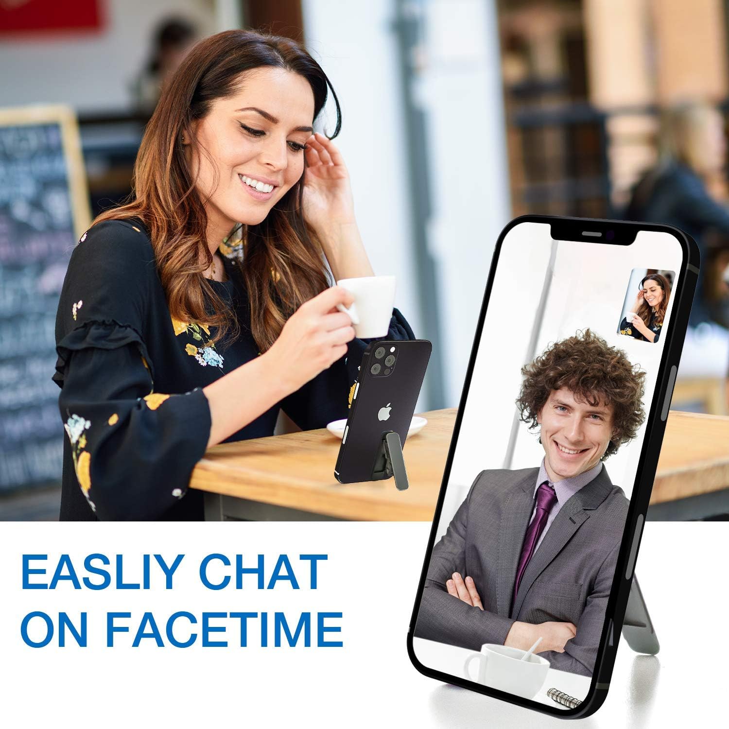 Phone Kickstand,Multi-Angle  Cell Phone Kickstand Attachment(Adjustable Angle)(Vertical and Horizontal Stand) Black